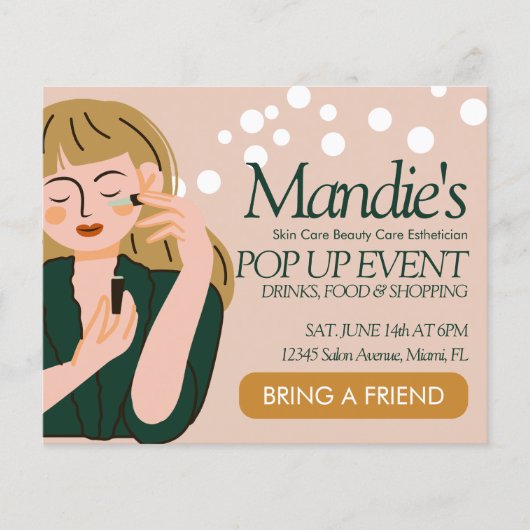 エステティシャン事業サロンポップ・アートのアップ美しいイベント チラシ (正面)