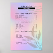 エステティシャン価格リストピンクホログラフィック虹色 ポスター (正面)