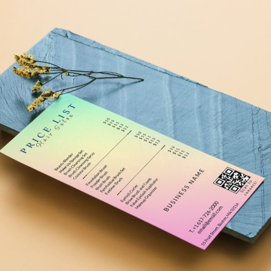 エステティシャン価格リストメニューパステルホログラフィック ラックカード