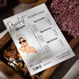 エステティシャン価格表ビジネスサービスメニュー チラシ