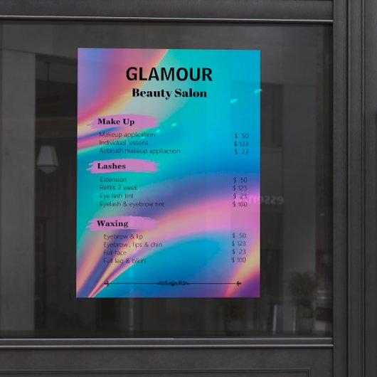 エステティシャン価格表ホログラフィックエステティシャン ポスター