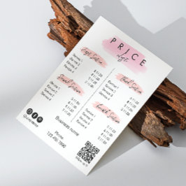 エステティシャン価格表メニュースクリプトタイポグラフィ チラシ