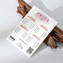 エステティシャン価格表メニュースクリプトタイポグラフィ