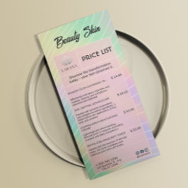 エステティシャン価格表メニュートレンディーホログラム ラックカード