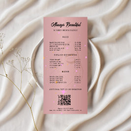 エステティシャン価格表メニューバラ金ゴールドQrコード ラックカード