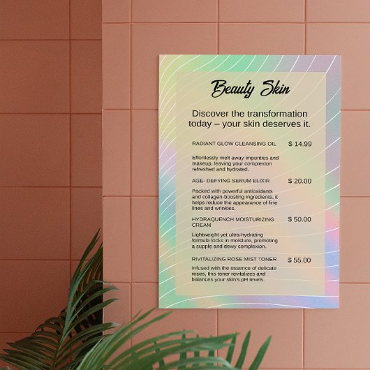 エステティシャン価格表爪、 ネイル技術トレンディーホログラム ポスター