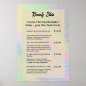 エステティシャン価格表爪、 ネイル技術トレンディーホログラム ポスター (正面)