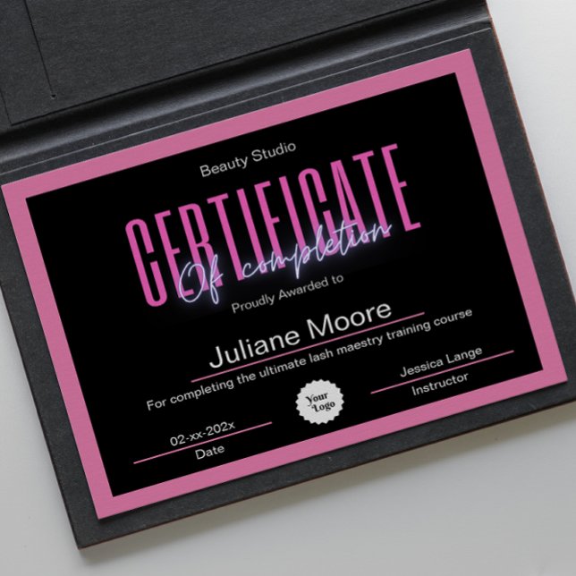 エステティシャン修了証受賞歴ピンク (Esthetician Certificate Of Completion Awards Pink)