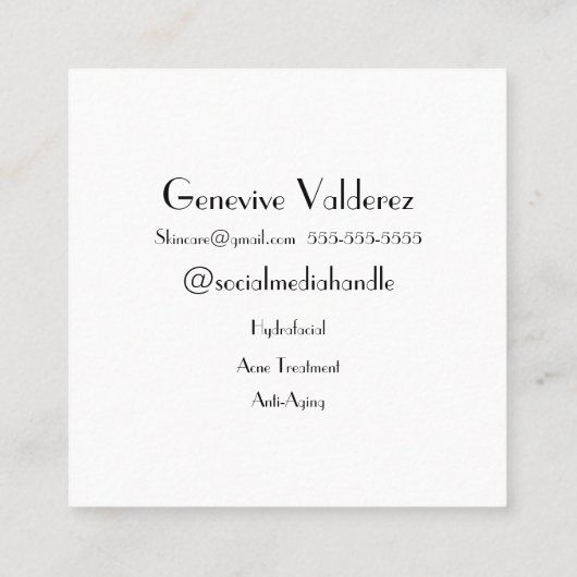 エステティシャン名刺、美容師、美容師 スクエア名刺 (裏面)