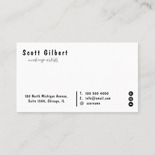 エステティシャン手書きスクリプトタイポグラフィ大理石 名刺 (裏面)