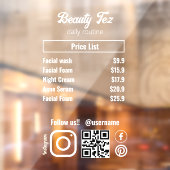 エステティシャン料金表 Instagramをフォロー ウィンドウサイン (シート2)