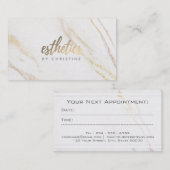 エステティシャン白大理石の背景 予約カード (正面/裏面)