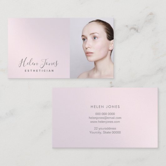 エステティシャン紫色のピンク色 名刺 (正面/裏面)