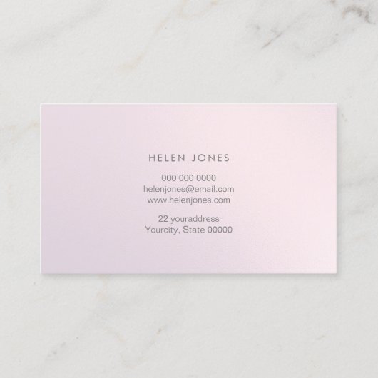 エステティシャン紫色のピンク色 名刺 (裏面)