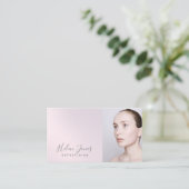 エステティシャン紫色のピンク色 名刺 (スタンド正面)