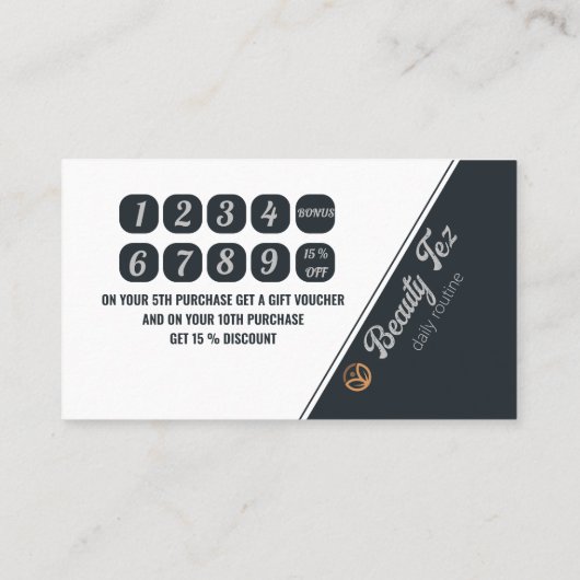 エステティシャン美しいサロン白黒グレーグレー ロイヤリティカード (裏面)