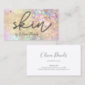 エステティシャン美しい金ゴールドグリッタースキンケアサロン 名刺 (正面/裏面)