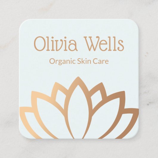 エステティシャン金ゴールドロータスフラワースクエアビジネスカード スクエア名刺 (正面)