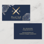 エステティシャン金ゴールドワックススティック&トゥイーザー海軍フローラ 名刺 (正面/裏面)