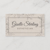 エステティシャン ラインアート フローラル スクリプト 名刺 (正面)