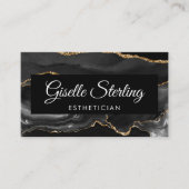 エステティシャンQRコードブラック金ゴールドアガートラグジュアリー 名刺 (正面)