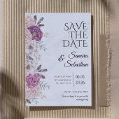 エステティックなシック フローラル ライト グレイッシュ セーブ ザ デート 招待状
