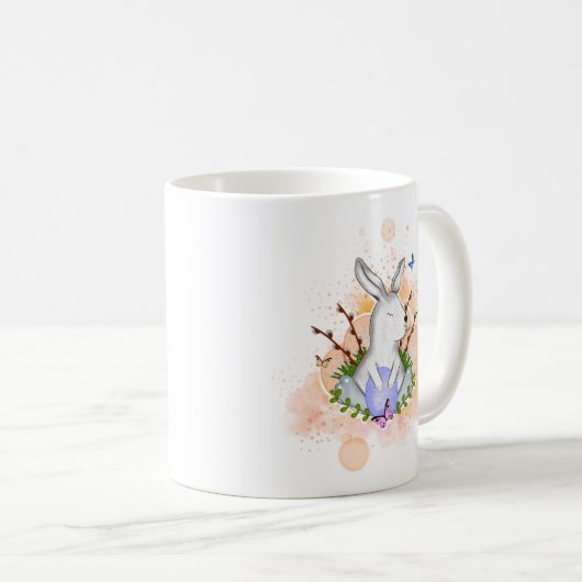 エステティックウィムシーチャームウォーターカラーバニーエッグパステル コーヒーマグカップ (正面右)