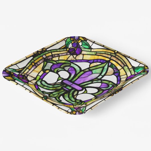 エステティックウォーターカラーマルディグラ（紋章の）フラ・ダ・リ ペーパープレート (傾斜あり)