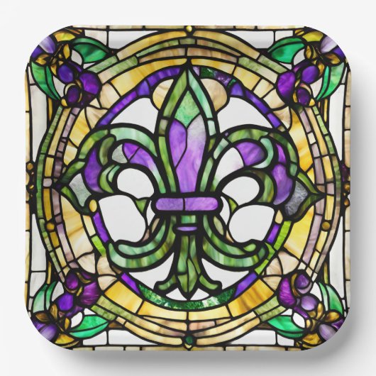 エステティックウォーターカラーマルディグラ（紋章の）フラ・ダ・リ ペーパープレート (正面)