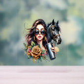 エステティックガールホースグリッターバラ アクリルサイン (ニュートラル)