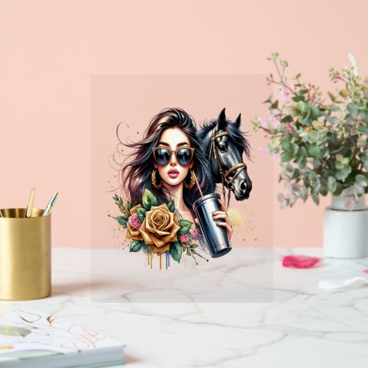 エステティックガールホースグリッターバラ アクリルサイン (ウェディング)