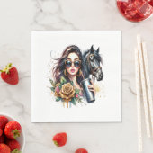 エステティックガールホースグリッターバラ スタンダードランチョンナプキン (インサイチュ)