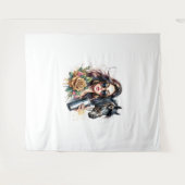 エステティックガールホースグリッターバラ タペストリー (正面(横))