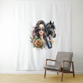 エステティックガールホースグリッターバラ タペストリー (インサイチュ)