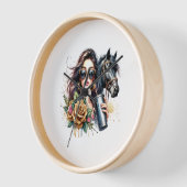 エステティックガールホースグリッターバラ 壁時計 (傾斜)