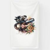 エステティックガールホースグリッターバラ 横断幕 (縦)