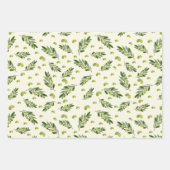 エステティックグリーンオリーブ枝葉 ラッピングペーパーシート (正面3)