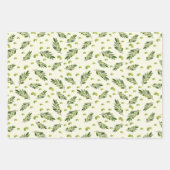 エステティックグリーンオリーブ枝葉 ラッピングペーパーシート (正面2)