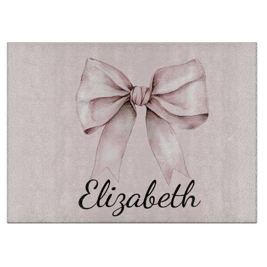 エステティックコケットのピンクボウパーソナライズされた名 カッティングボード (正面)