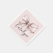 エステティックコケットのピンクボウパーソナライズされた名 スタンダードカクテルナプキン (角)