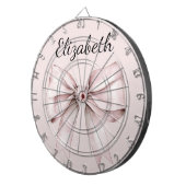 エステティックコケットのピンクボウパーソナライズされた名 ダーツボード (正面右)