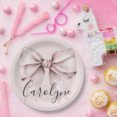 エステティックコケットのピンクボウパーソナライズされた名 ペーパープレート (パーティー)