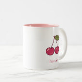 エステティックコケットピンクエレガントさくらんぼ水彩 ツートーンマグカップ (正面右)