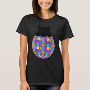 エステティックディスコサイケデリックボールブラックキャットディスコC Tシャツ