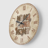 エステティックヒョウ印刷ママタイポグラフィ ラージ壁時計 (傾斜)