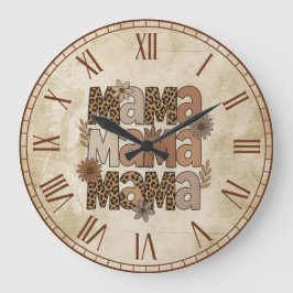 エステティックヒョウ印刷ママタイポグラフィ ラージ壁時計