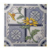 エステティックビクトリアンレイトブルーイエローフローラレプロ タイル (正面)