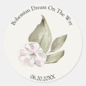 エステティックピンクフラワーグリーン離れパステル ラウンドシール (正面)