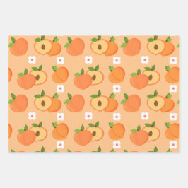 エステティックピーチフルーツフードデイジー ラッピングペーパーシート
