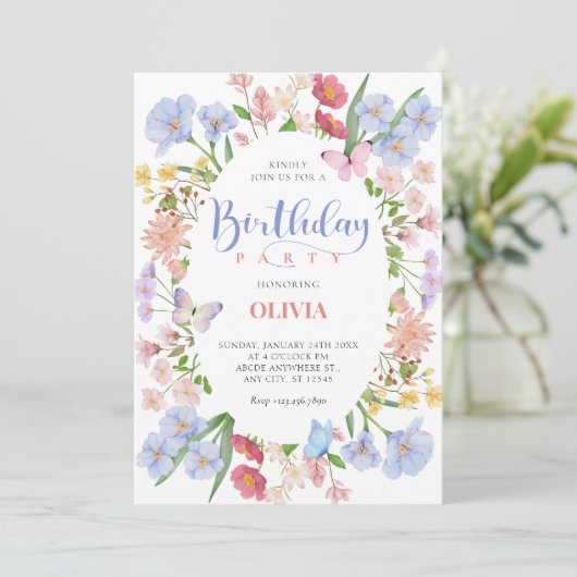 エステティックフローラベビー誕生日 招待状 (スタンド正面)